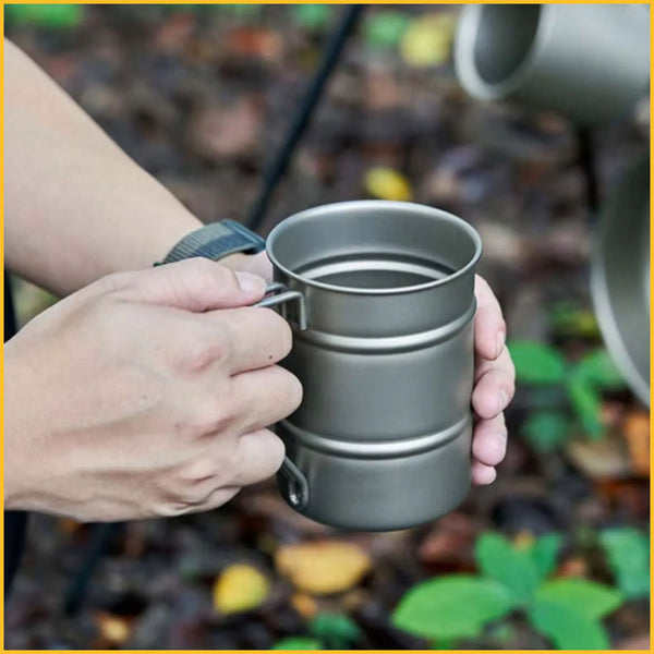 Camping Becher Edelstahl Retro Design 350 ml