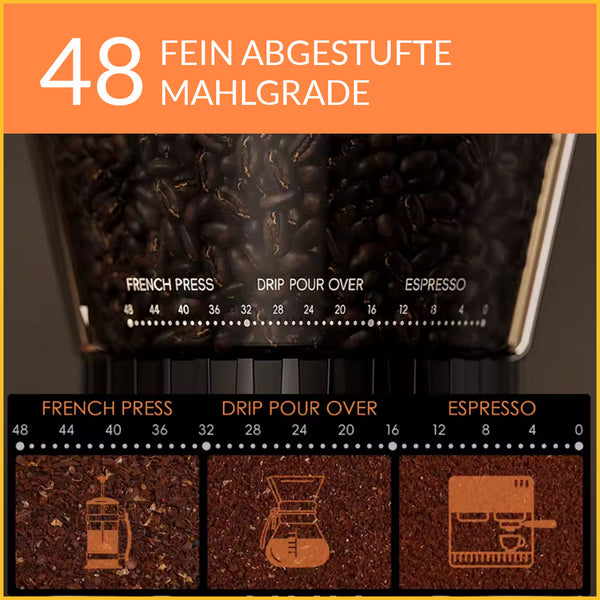 48 Mahlgradstufen der elektrische Kaffeemühle für Siebträger
