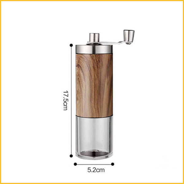 Edelstahl Kaffeemühle mit Holzgehäuse Produktgröße