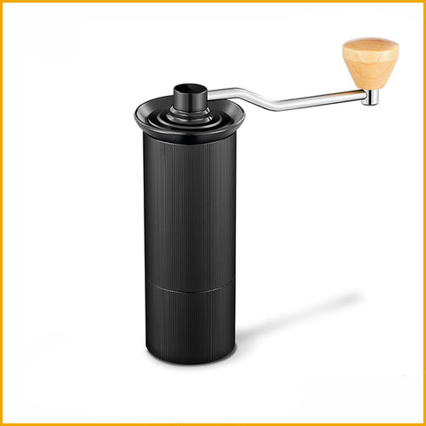 Hand Kaffeemühle Schwarz mit Griff aus Holz und Metall